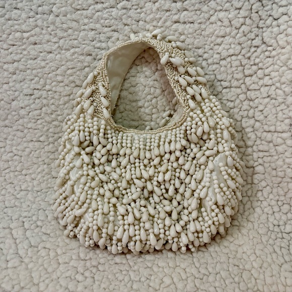 Handbags - Elegant Cream Beaded Women's Bag